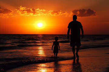 Fototapeta premium Father`s Day. Child and dad
