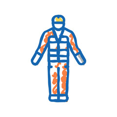 builder in safety costume icon doodle illustration