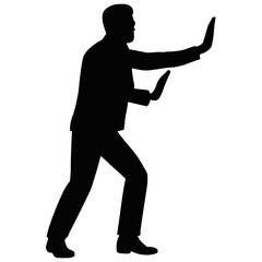 male silhouette pushing pose