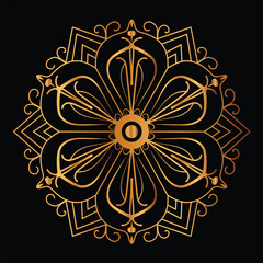 Elegant Gold Mandala Design on Black Background
