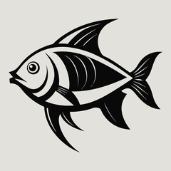 Obraz premium Stylized Black and White Fish Illustration Graphic Design