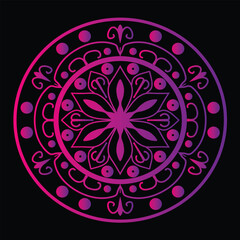 Abstract Purple Mandala Design on Black Background