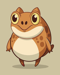 Adorable Cartoon Brown Frog Character Illustration