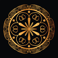 Elegant Gold Mandala Design on Black Background