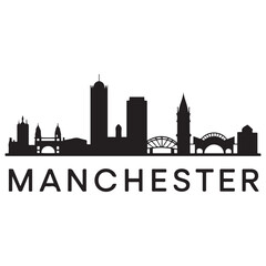 Naklejka premium Manchester skyline Vector Black silhouettes. with white background