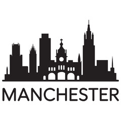 Fototapeta premium Manchester skyline Vector Black silhouettes. with white background