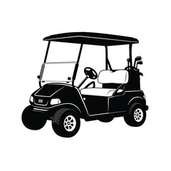 Golf cart vector silhouette, black golf car icon vector