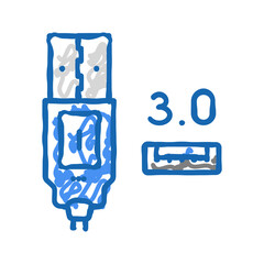 usb 3.0 icon doodle illustration