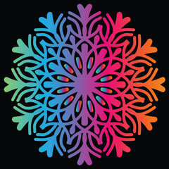 Vibrant Rainbow Gradient Snowflake Design Element