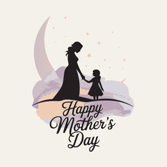 Mother and Child Love Vector for Mother’s Day Cards

