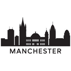 Obraz premium Manchester skyline Vector Black silhouettes. with white background