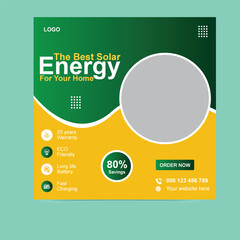 Green Solar Energy Social Media Post Design – Eco-Friendly Renewable Power