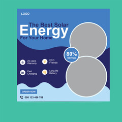 Green Solar Energy Social Media Post Design – Eco-Friendly Renewable Power