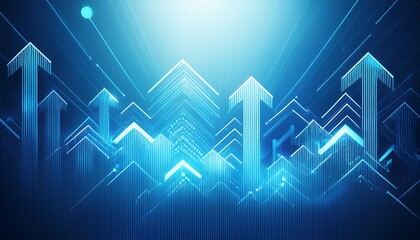 Naklejka premium a concept of digital traffic or exchange a business growth blue background with arrows