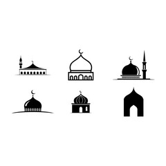 black minimal A beautiful mosque icon  vector on white background