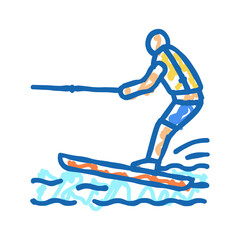 Obraz premium water skiing icon doodle illustration
