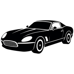 Side View of Roadster in Solid Black Silhouette – Minimalist Vehicle Design