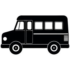 Bold Silhouette Icon of School Bus