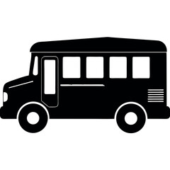 Solid Black School Bus Vector for Stock