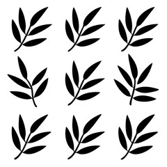 Bamboo Leaves Silhouette Set – Vector Nature Foliage Icons

