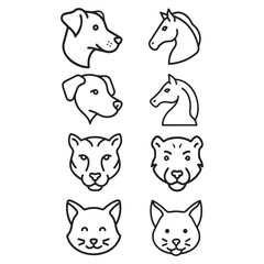 Set of animal head art design 