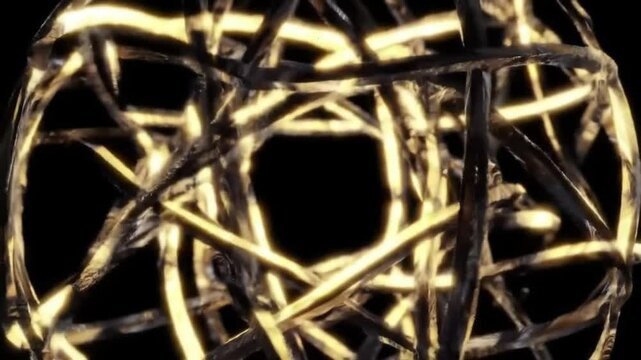 Complex, intricate sacred geometric patterns (like Metatron's Cube or Flower of Life) dynamically forming, rotating, and glowing with intense inner light (gold/platinum) on black.