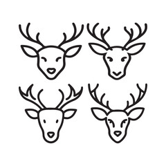 Set of deer head line art design 