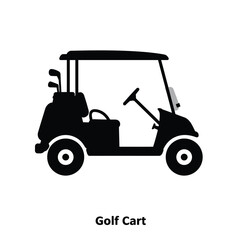 Golf cart vector silhouette, black golf car icon vector
