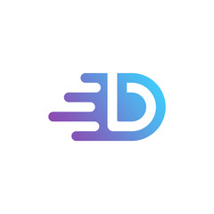 Modern Gradient Purple to Blue Letter D Logo with Speed Effect