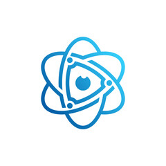 Modern Blue Abstract Atom Shield Security Logo