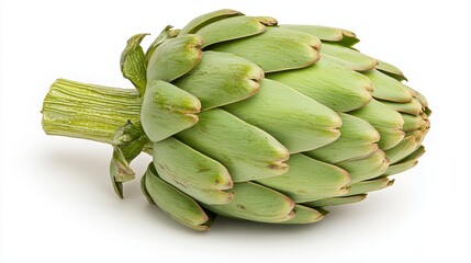 Obraz premium Single Green Artichoke on White Background