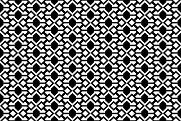 Abstract seamless geometric pattern with squares and rhombuses. Black and white repeating decorative pattern design.