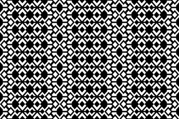 Abstract seamless geometric pattern with squares and rhombuses. Black and white repeating decorative pattern design.