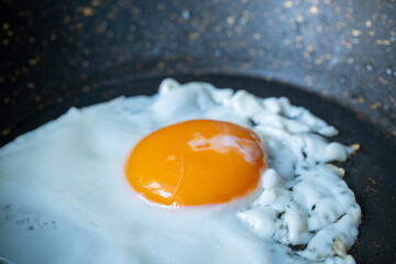 fried eggs in a frying pan