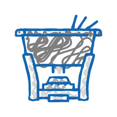 Fototapeta premium cast iron fondue pot icon doodle illustration