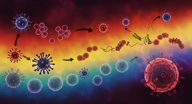 Host-Virus Coevolution Over Time &ndash; Evolutionary Biology Concept