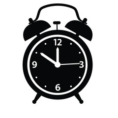 clock black silhouette vector, alarm clock silhouette 
