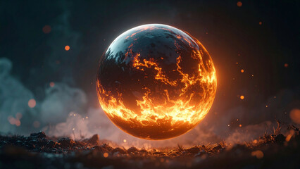 Fiery Apocalyptic Orb Fantasy Art