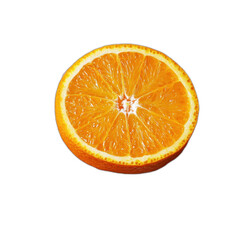 Fototapeta premium Half of an orange, showing juicy segments and peel, on a white background isolated on transparent background.