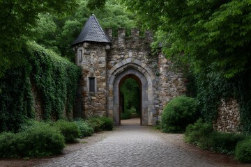 Obraz premium Stone Castle Gate in Forest
