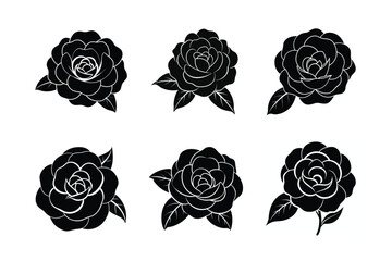  Camellia Silhouette 6 Floral Designs in Vector Format