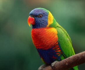 Obraz premium Rainbow Lorikeet, Trichoglossus haematodus, a colorful parrot perched on a branch