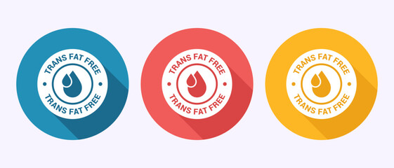 Trans fat free icon design illustration, Zero trans fat label badge sign in shadow button design