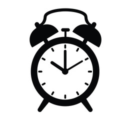 clock black silhouette vector, alarm clock silhouette 