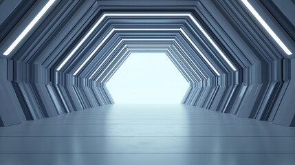 Obraz premium Stunning futuristic backdrop with layered geometric shapes calming atmosphere ambient glow wide shot minimalist design