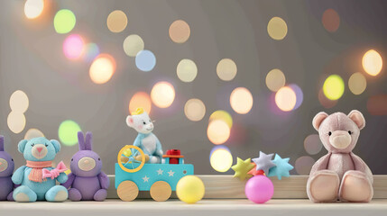 Obraz premium Empty wooden toy shelf with scattered toy blocks, symbolizing childhood memories and minimalist parenting concept. Vintage wooden furniture and nostalgic playroom decor.
