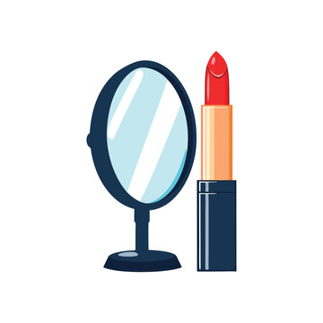 recommend clip art: Red Lipstick and Vanity Mirror: Makeup Icon