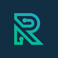Letter R Technology Logo, usable for technology, brand and company logos, vector illustration