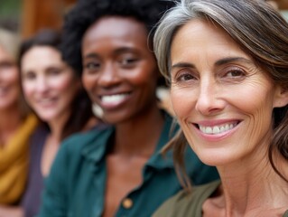 Fototapeta premium Confident Mature Women Smiling Together Diversity, Empowerment, Friendship