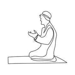 One continuous line drawing of Islamic New Year celebration vector illustration. Islamic religion themes design with simple linear vector concept. Islamic New Year of the Hijri calendar